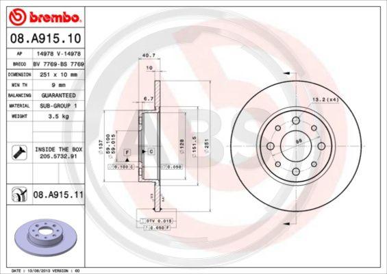 A.B.S. 08.A915.11 - Disque de frein cwaw.fr