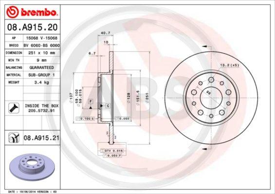 A.B.S. 08.A915.21 - Disque de frein cwaw.fr