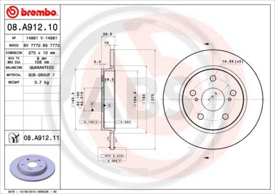 A.B.S. 08.A912.11 - Disque de frein cwaw.fr