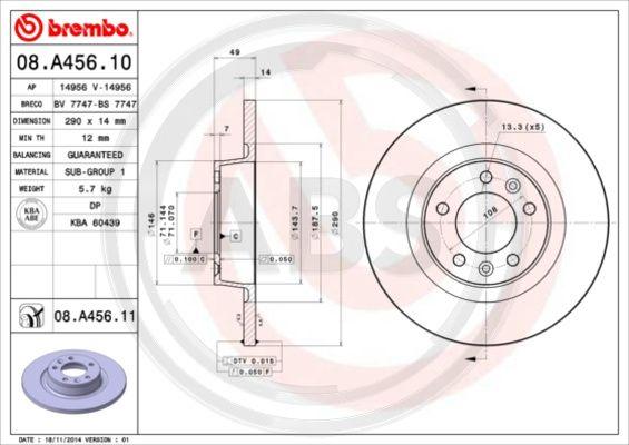 A.B.S. 08.A456.11 - Disque de frein cwaw.fr