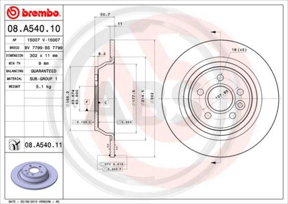 A.B.S. 08.A540.11 - Disque de frein cwaw.fr