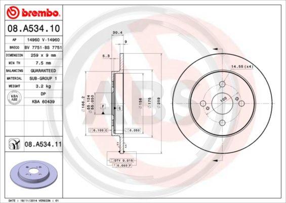 A.B.S. 08.A534.10 - Disque de frein cwaw.fr