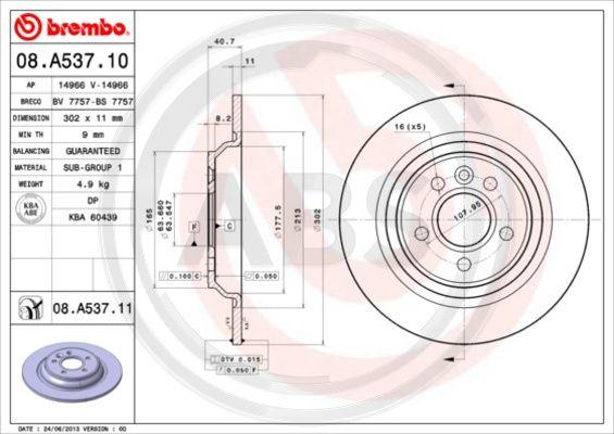 A.B.S. 08.A537.11 - Disque de frein cwaw.fr