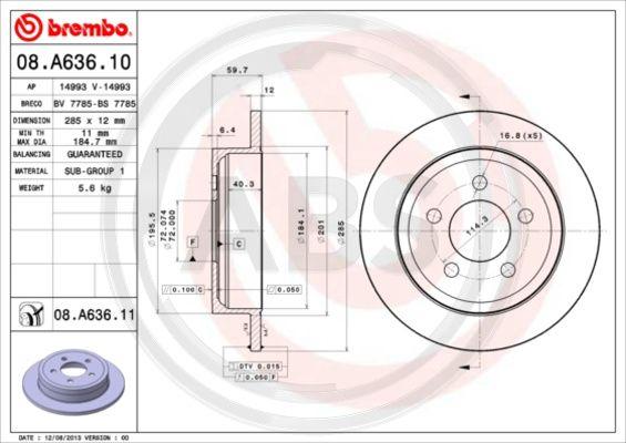 A.B.S. 08.A636.11 - Disque de frein cwaw.fr