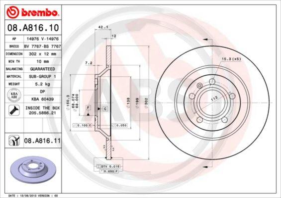 A.B.S. 08.A816.11 - Disque de frein cwaw.fr