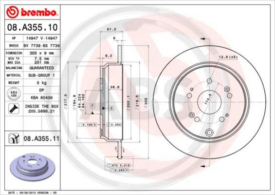 A.B.S. 08.A355.11 - Disque de frein cwaw.fr