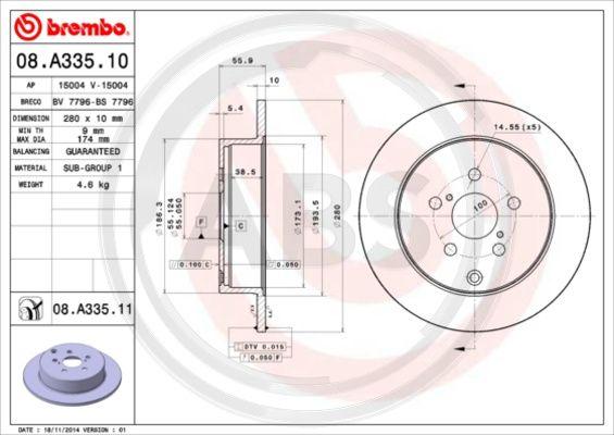 A.B.S. 08.A335.10 - Disque de frein cwaw.fr