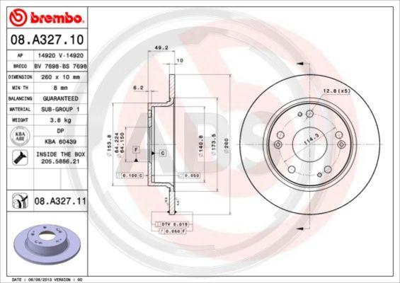 A.B.S. 08.A327.10 - Disque de frein cwaw.fr