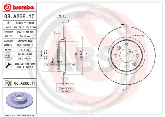 A.B.S. 08.A268.11 - Disque de frein cwaw.fr