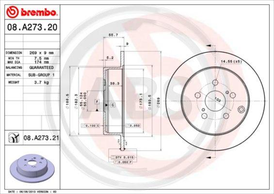 A.B.S. 08.A273.21 - Disque de frein cwaw.fr