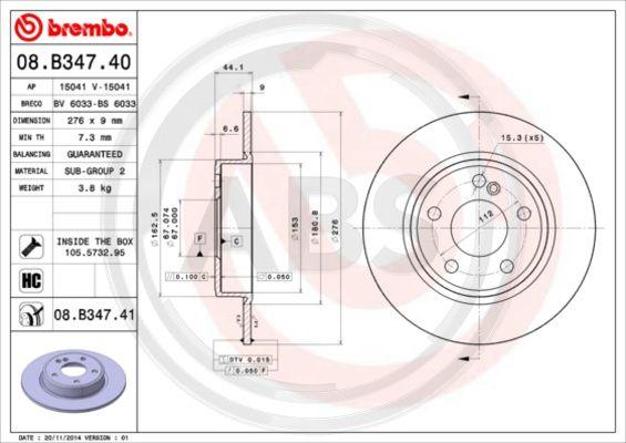 A.B.S. 08.B347.40 - Disque de frein cwaw.fr