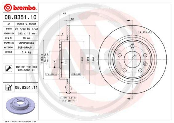 A.B.S. 08.B351.11 - Disque de frein cwaw.fr