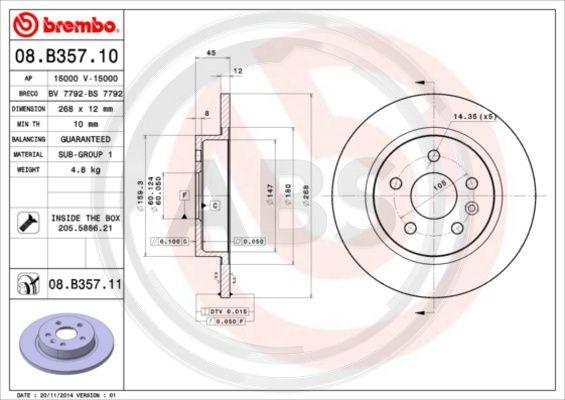 A.B.S. 08.B357.10 - Disque de frein cwaw.fr