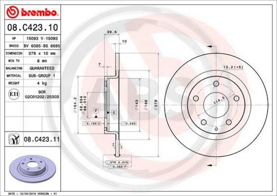 A.B.S. 08.C423.11 - Disque de frein cwaw.fr