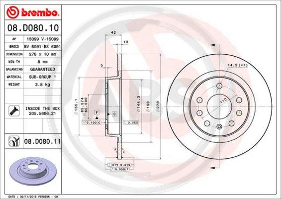 A.B.S. 08.D080.11 - Disque de frein cwaw.fr