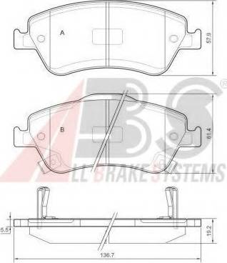 A.B.S. 37620 OE - Kit de plaquettes de frein, frein à disque cwaw.fr