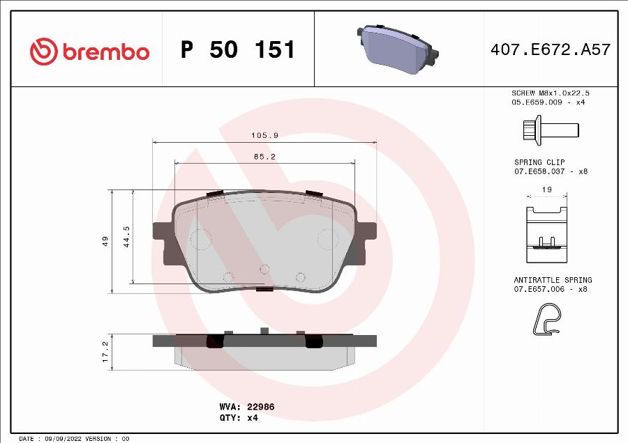 A.B.S. P50151 - Kit de plaquettes de frein, frein à disque cwaw.fr