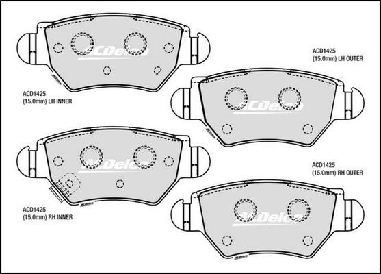 ACDelco ACD1425 - Kit de plaquettes de frein, frein à disque cwaw.fr