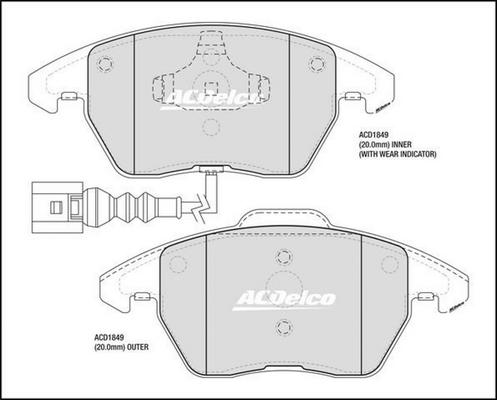 ACDelco ACD1849 - Kit de plaquettes de frein, frein à disque cwaw.fr