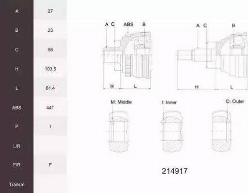 Acemark 214917 - Jeu de joints, arbre de transmission cwaw.fr