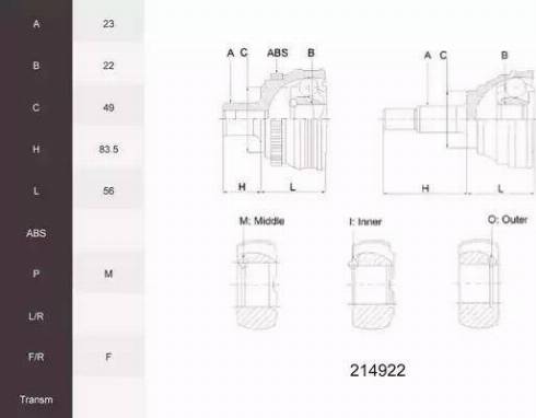 Acemark 214922 - Jeu de joints, arbre de transmission cwaw.fr