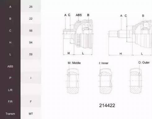 Acemark 214422 - Jeu de joints, arbre de transmission cwaw.fr