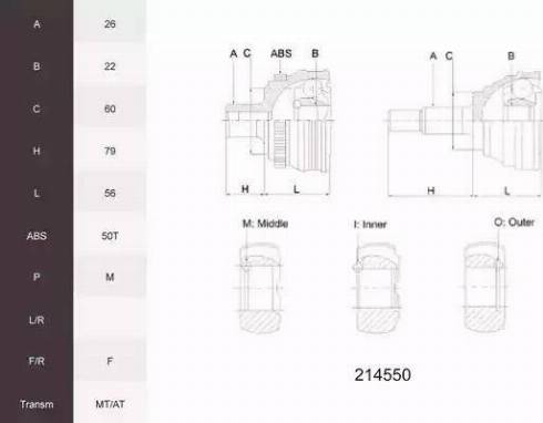 Acemark 214550 - Jeu de joints, arbre de transmission cwaw.fr