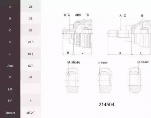 Acemark 214504 - Jeu de joints, arbre de transmission cwaw.fr