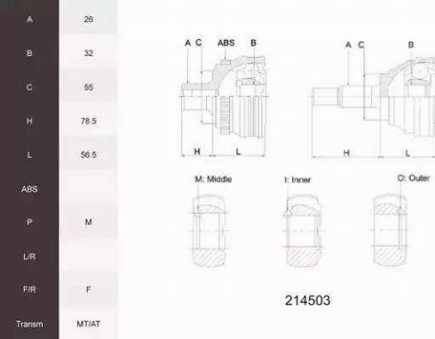 Acemark 214503 - Jeu de joints, arbre de transmission cwaw.fr