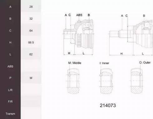 Acemark 214073 - Jeu de joints, arbre de transmission cwaw.fr