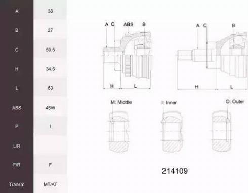 Acemark 214109 - Jeu de joints, arbre de transmission cwaw.fr