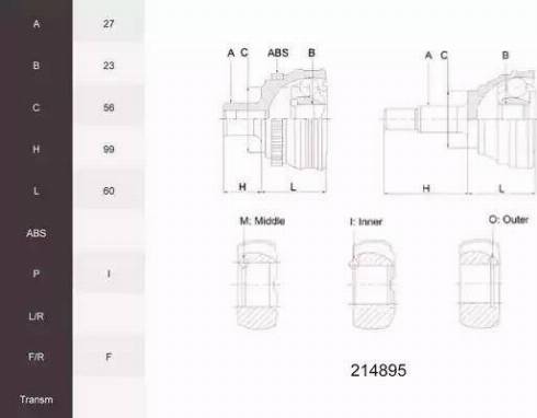 Acemark 214895 - Jeu de joints, arbre de transmission cwaw.fr