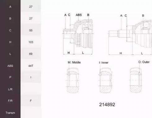 Acemark 214892 - Jeu de joints, arbre de transmission cwaw.fr