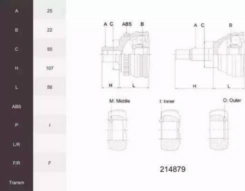 Acemark 214879 - Jeu de joints, arbre de transmission cwaw.fr