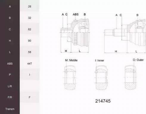 Acemark 214745 - Jeu de joints, arbre de transmission cwaw.fr