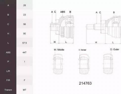 Acemark 214763 - Jeu de joints, arbre de transmission cwaw.fr