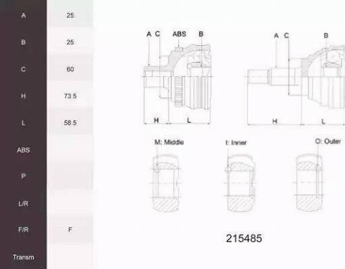 Acemark 215485 - Jeu de joints, arbre de transmission cwaw.fr