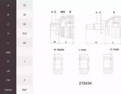 Acemark 215434 - Jeu de joints, arbre de transmission cwaw.fr