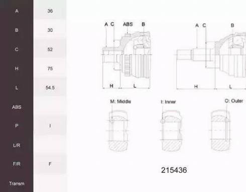 Acemark 215436 - Jeu de joints, arbre de transmission cwaw.fr