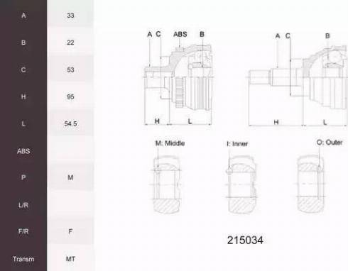 Acemark 215034 - Jeu de joints, arbre de transmission cwaw.fr