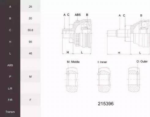 Acemark 215396 - Jeu de joints, arbre de transmission cwaw.fr