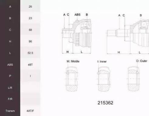 Acemark 215362 - Jeu de joints, arbre de transmission cwaw.fr