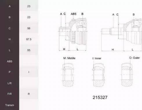 Acemark 215327 - Jeu de joints, arbre de transmission cwaw.fr