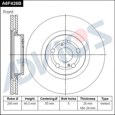 Advics A6F426B - Disque de frein cwaw.fr