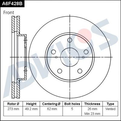 Advics A6F428B - Disque de frein cwaw.fr