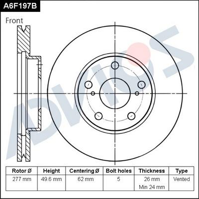 Advics A6F197B - Disque de frein cwaw.fr