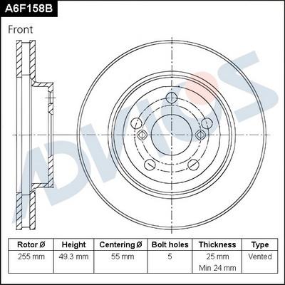 Advics A6F158B - Disque de frein cwaw.fr