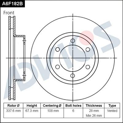 Advics A6F182B - Disque de frein cwaw.fr