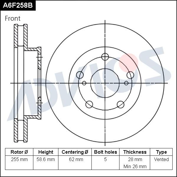 Advics A6F258B - Disque de frein cwaw.fr