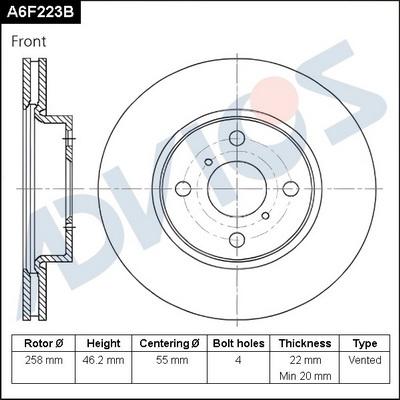 Advics A6F223B - Disque de frein cwaw.fr